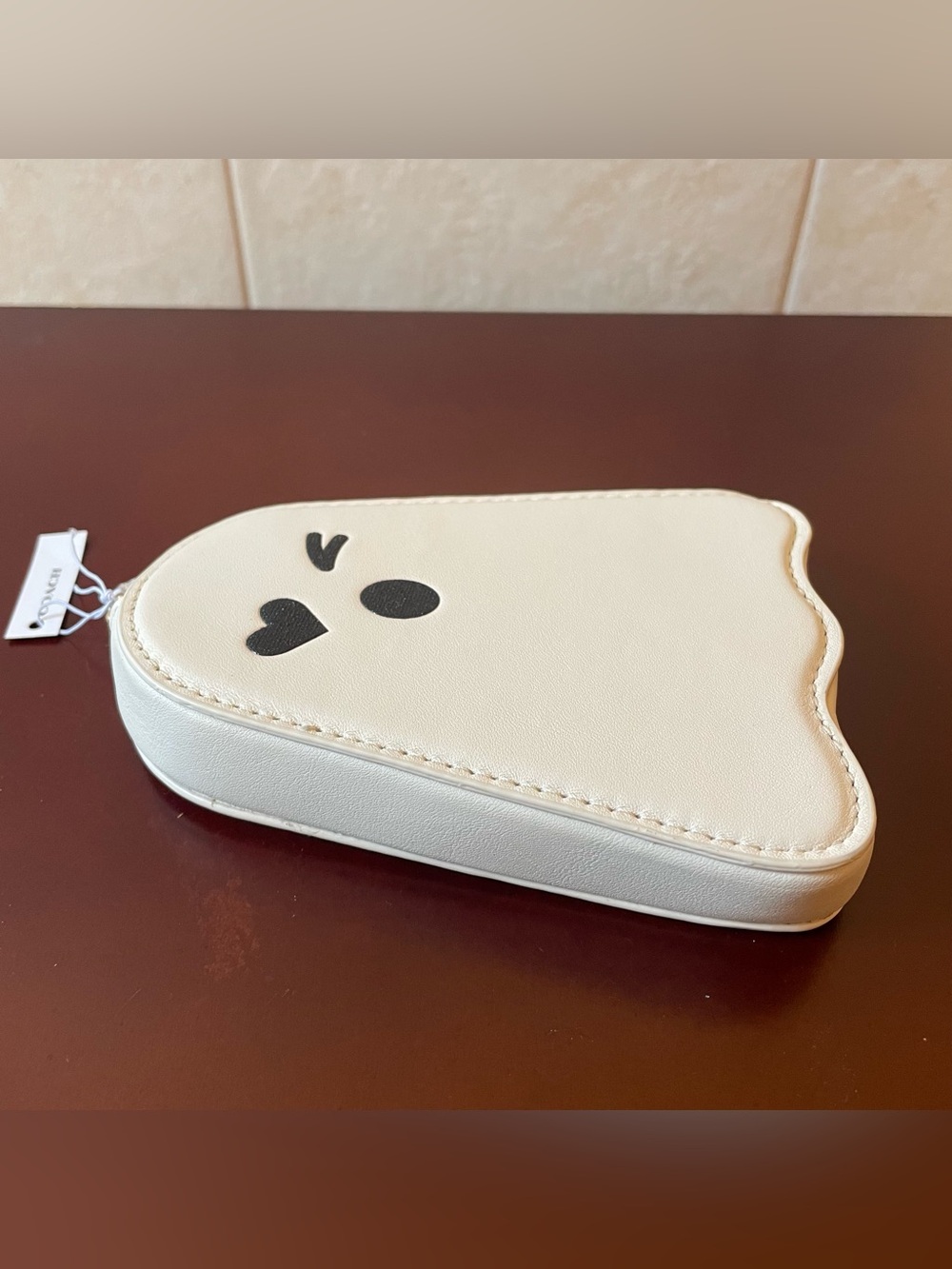 NWT COACH LEATHER GHOST COIN CARD CASE Wallet Pouch Halloween Zipper Designer - Picture 8 of 11